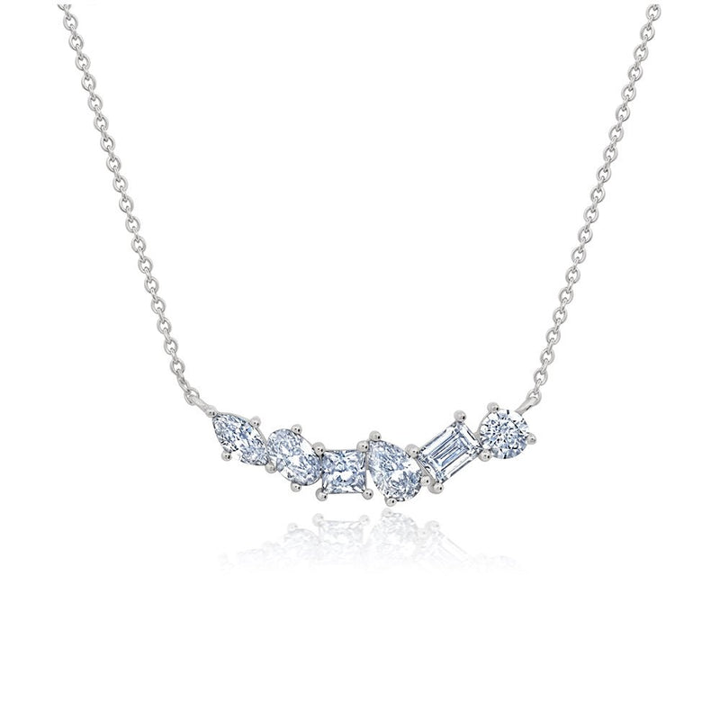 Multicut 6 Stone Bar 16'' Extending Necklace - CRISLU