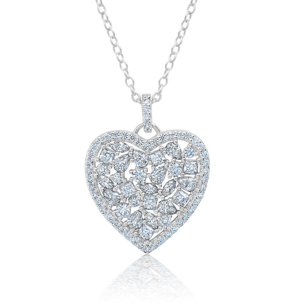 Multicut Pave Heart Shaped 16'' Extending Necklace - CRISLU