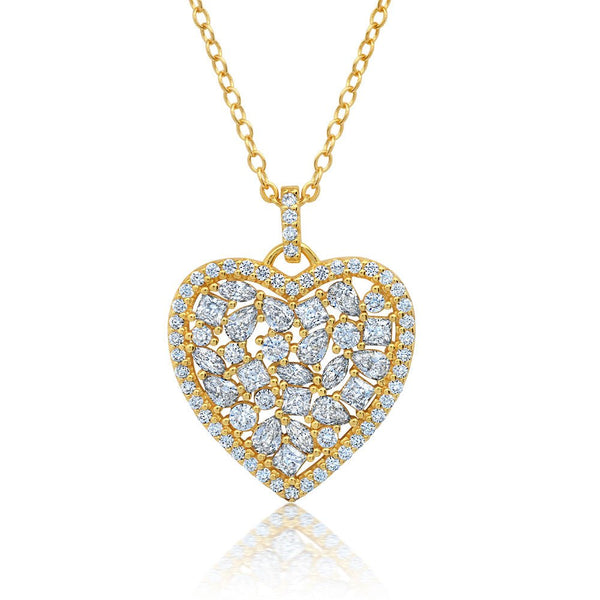 Multicut Pave Heart Shaped 16'' Extending Necklace - CRISLU