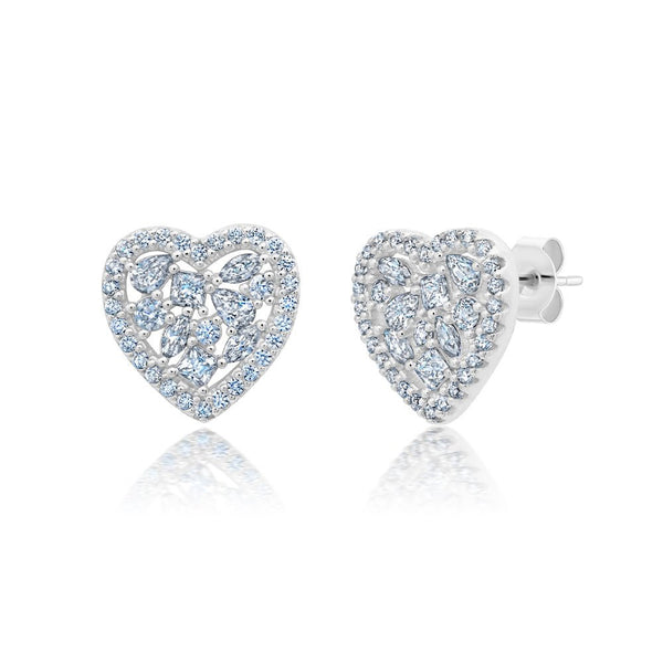 Multicut Pave Heart Shaped Earrings - CRISLU