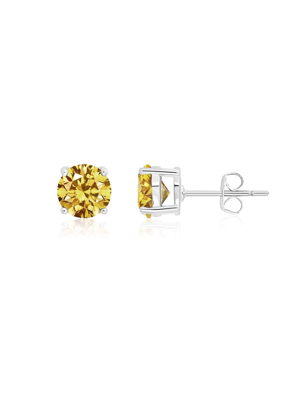 November Birthstone Stud Earrings Finished in Pure Platinum - CRISLU