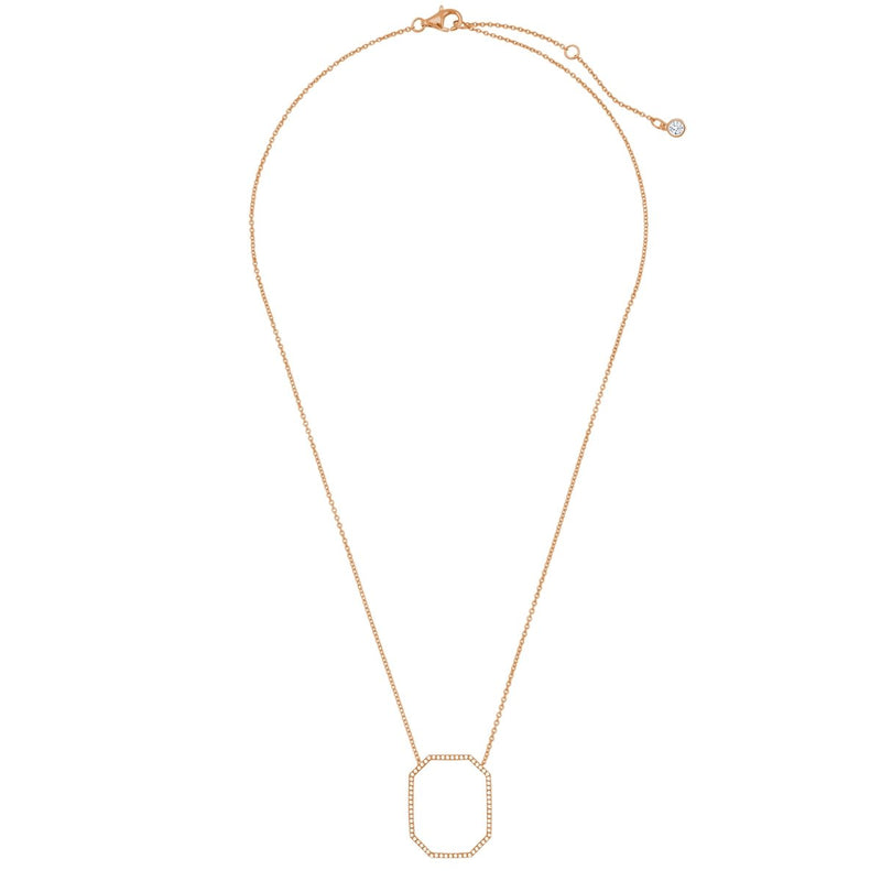 Open Octagon Pave Necklace In Rose Gold - CRISLU