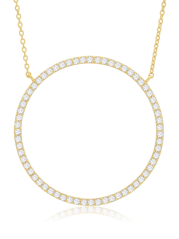 Open Pave Circle Necklace In 18kt Yellow Gold - CRISLU
