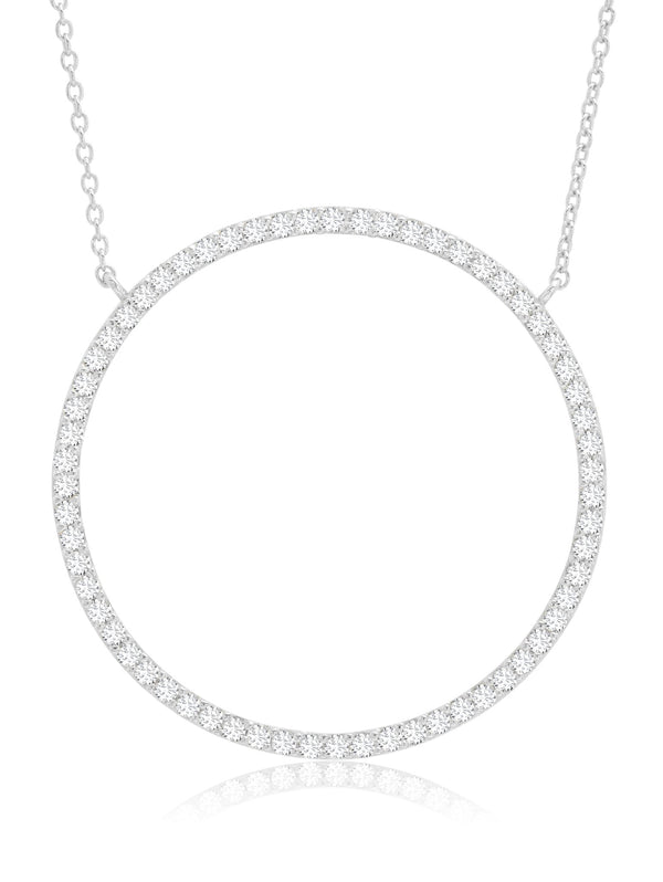 Open Pave Circle Necklace In Pure Platinum - CRISLU