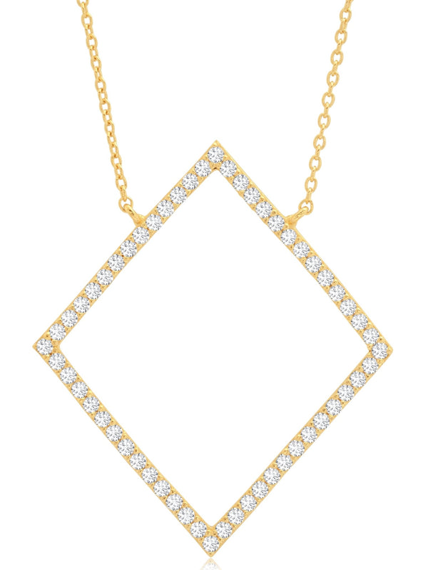 Open Pave Diamond Necklace In 18kt Yellow Gold - CRISLU