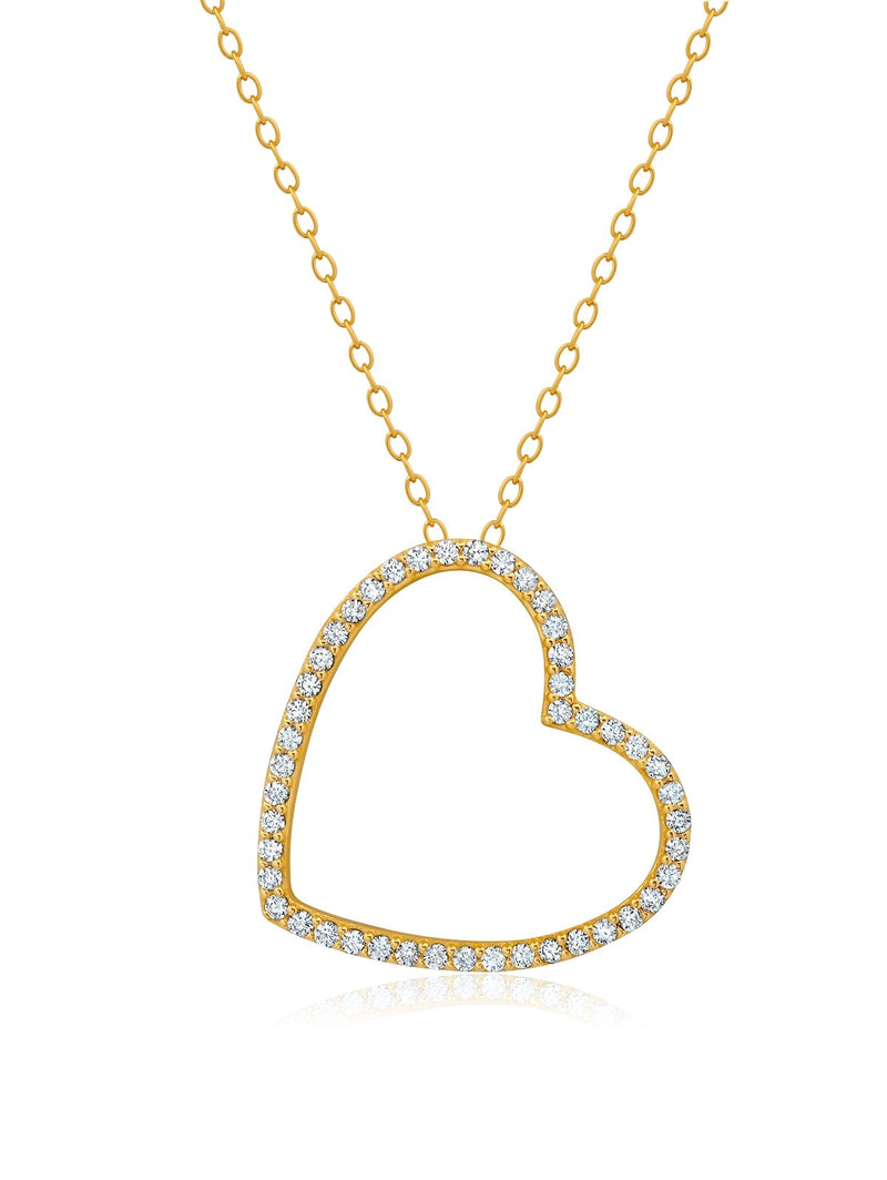 Open Silhoutte Heart Necklace Finished in 18kt Yellow Gold - CRISLU