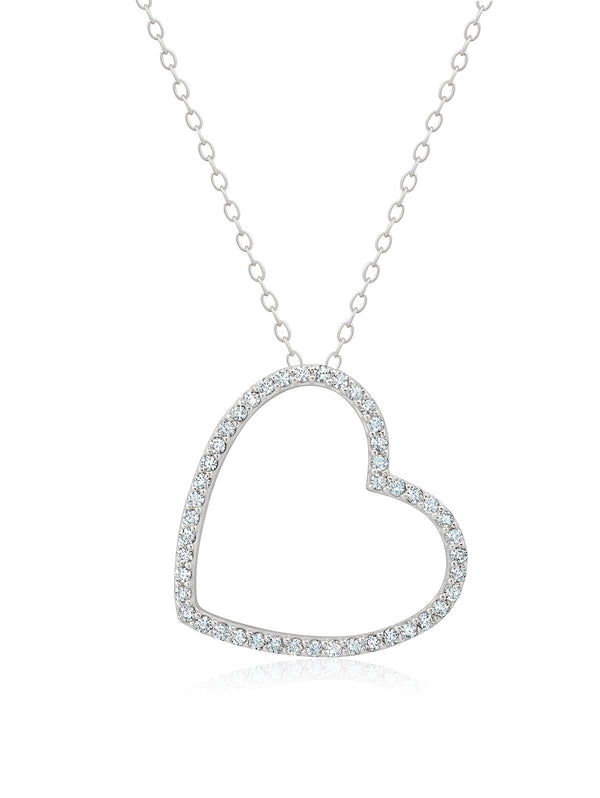 Open Silhoutte Heart Necklace Finished in Pure Platinum - CRISLU