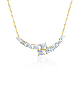 Opulent Curved Bar 16'' Necklace With Emerald Cut Stones - CRISLU