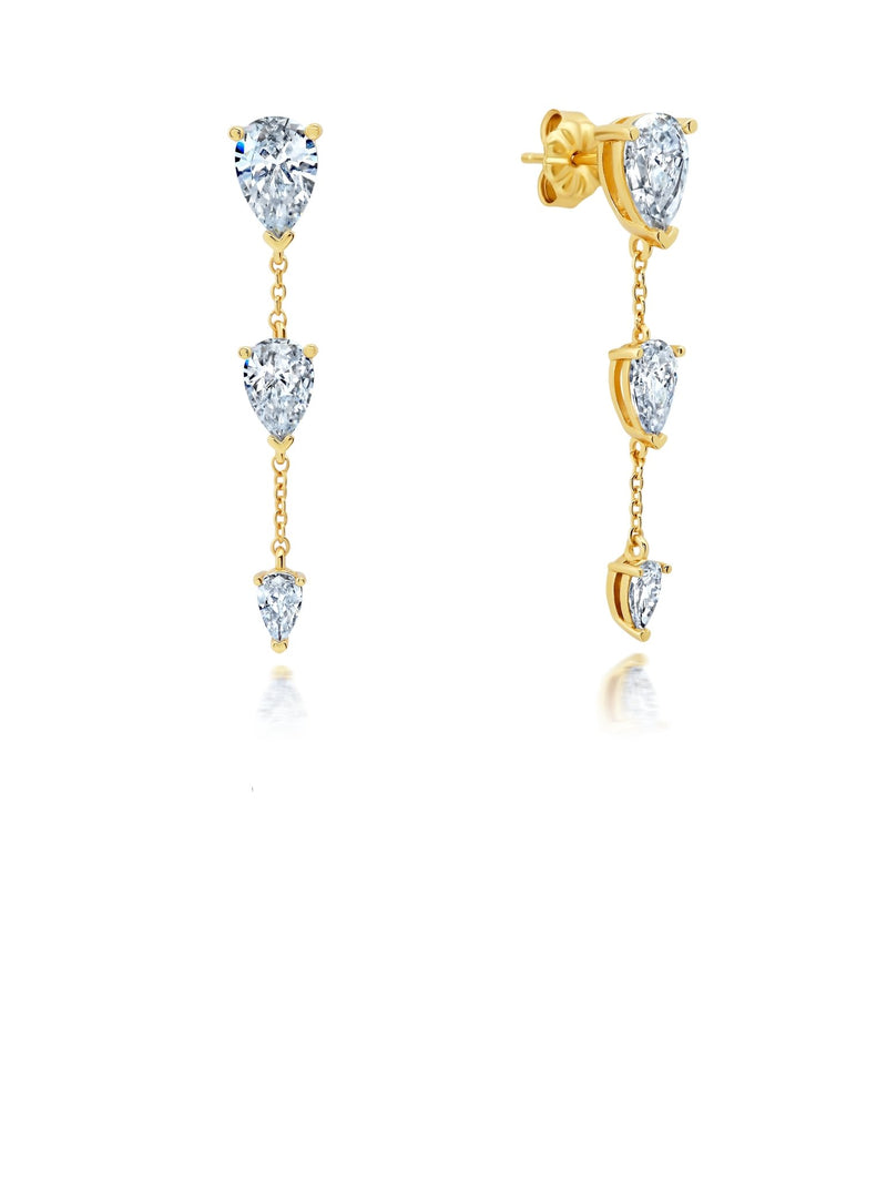 Opulent Drop Earrings With Three Pear Cut Stones - CRISLU