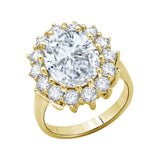 Oval Halo Cocktail Ring Finished in 18kt Yellow Gold - CRISLU