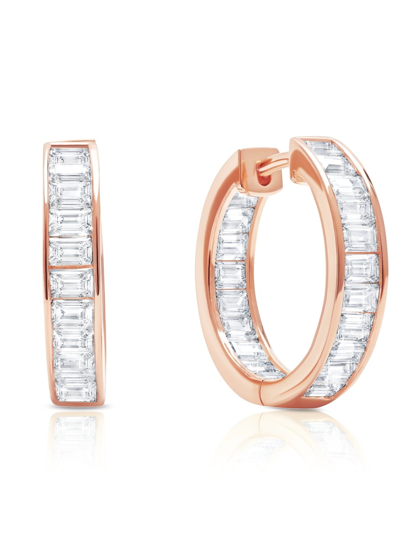 Rose gold baguette earrings discount