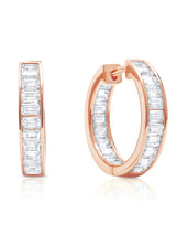 Parallel- 18k Rose Gold Baguette Hoop Earrings - CRISLU