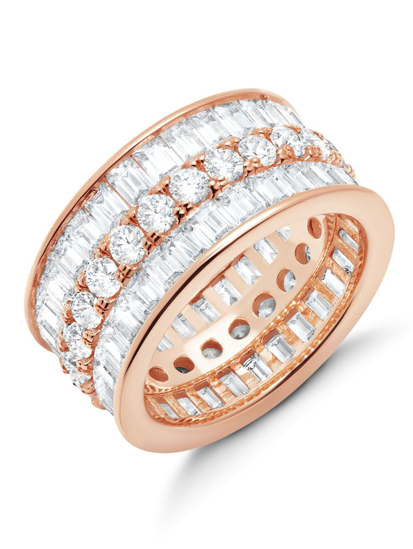 Parallel- 18kt Rose Gold Baguette Eternity Ring - CRISLU