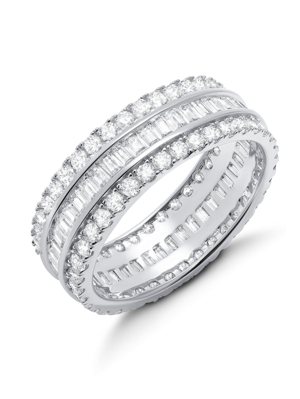 Parallel- Small Platinum Baguette Eternity Ring - CRISLU