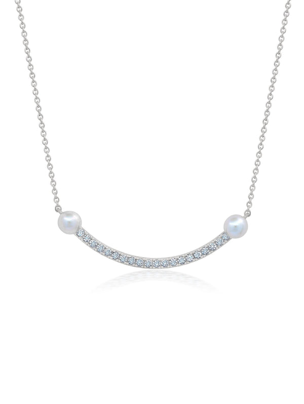 Pave Bar With Pearls 16'' Extending Necklace - CRISLU