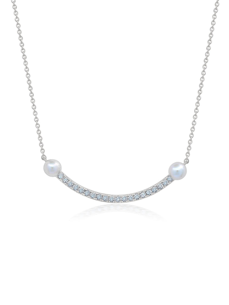 Pave Bar With Pearls 16'' Extending Necklace - CRISLU