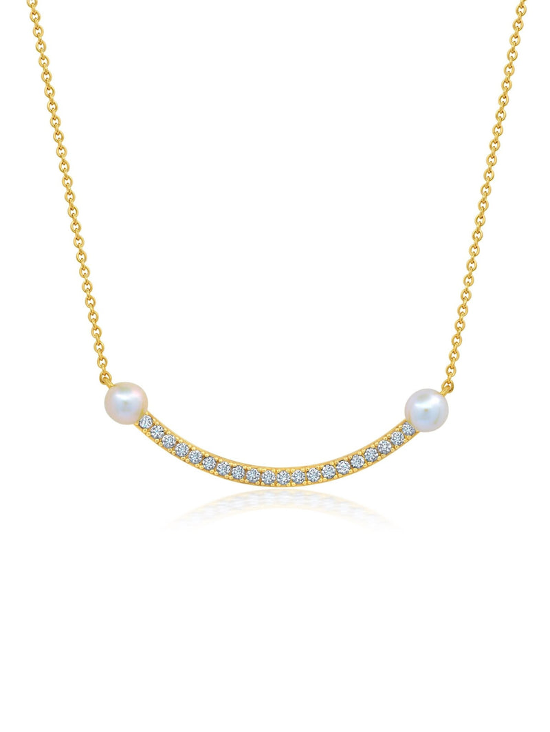 Pave Bar With Pearls 16'' Extending Necklace - CRISLU