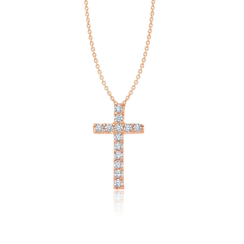 Pave Cross Necklace Finished in 18kt Rose Gold - CRISLU