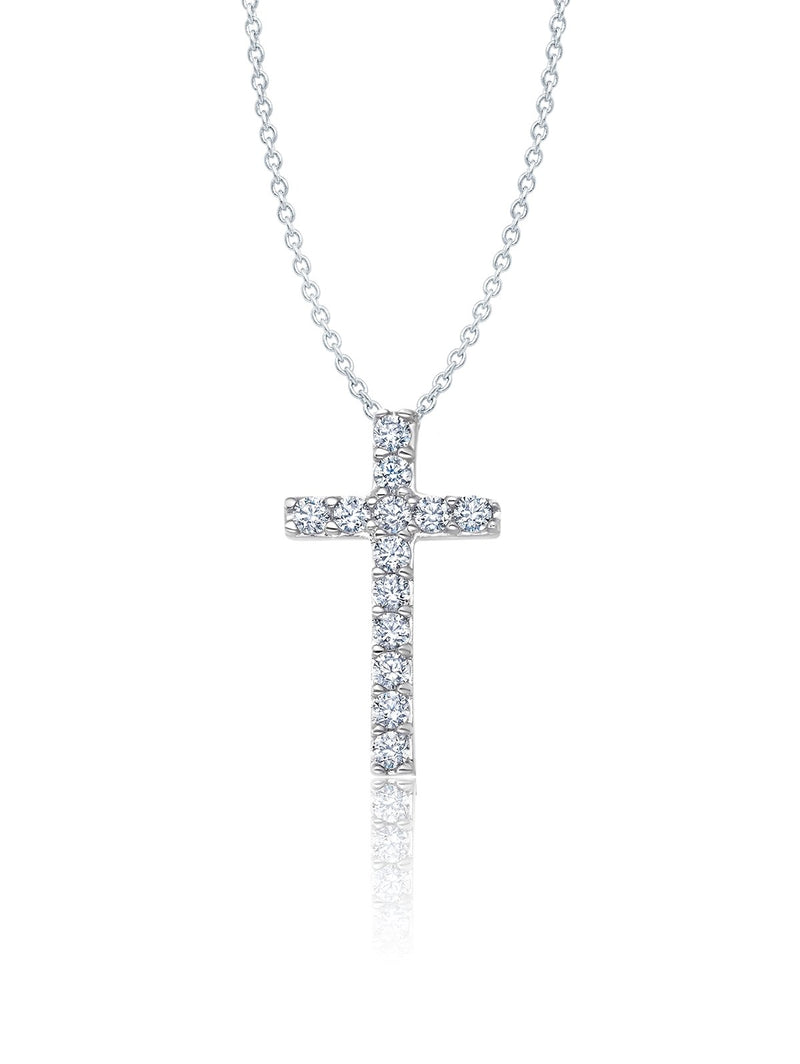 Pave Cross Necklace Finished in Pure Platinum - CRISLU