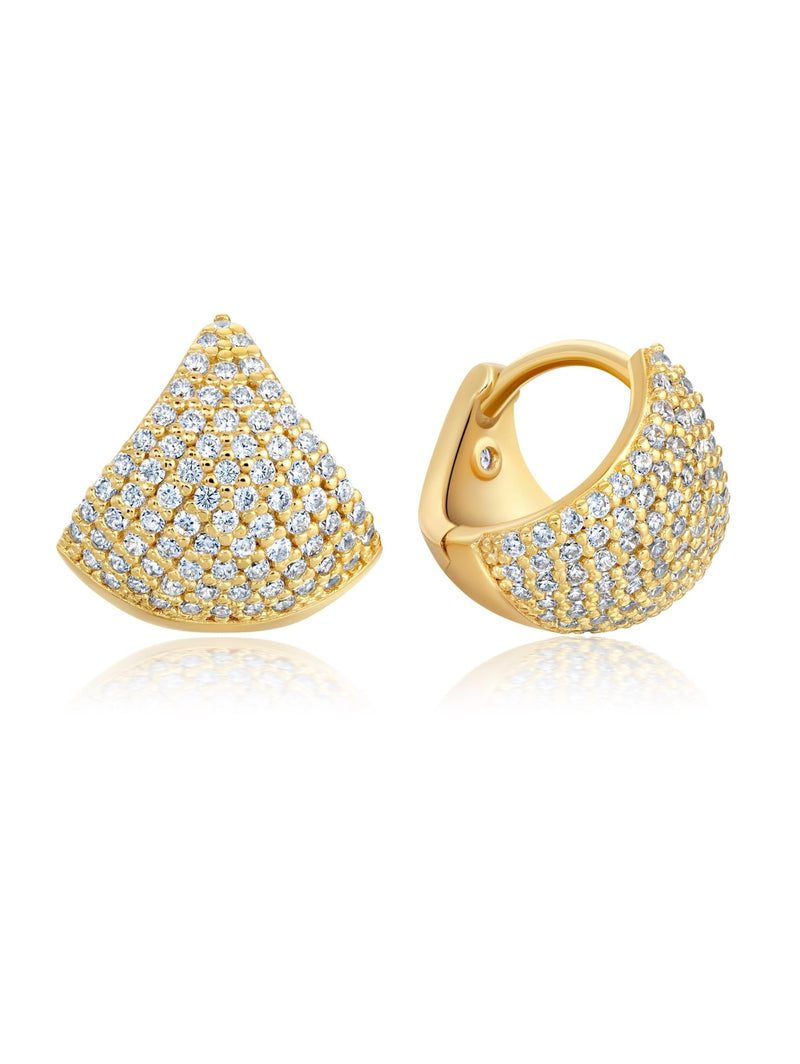 Pave Fan Shape Huggie Hoop Earrings - CRISLU