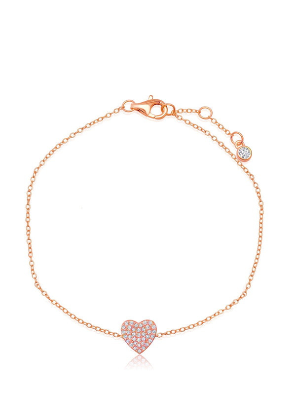 Pave Heart Bracelet Finished in 18kt Rose Gold - CRISLU