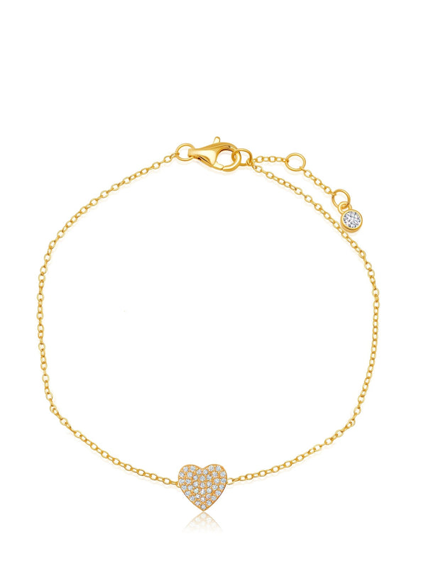 Pave Heart Bracelet Finished in 18kt Yellow Gold - CRISLU