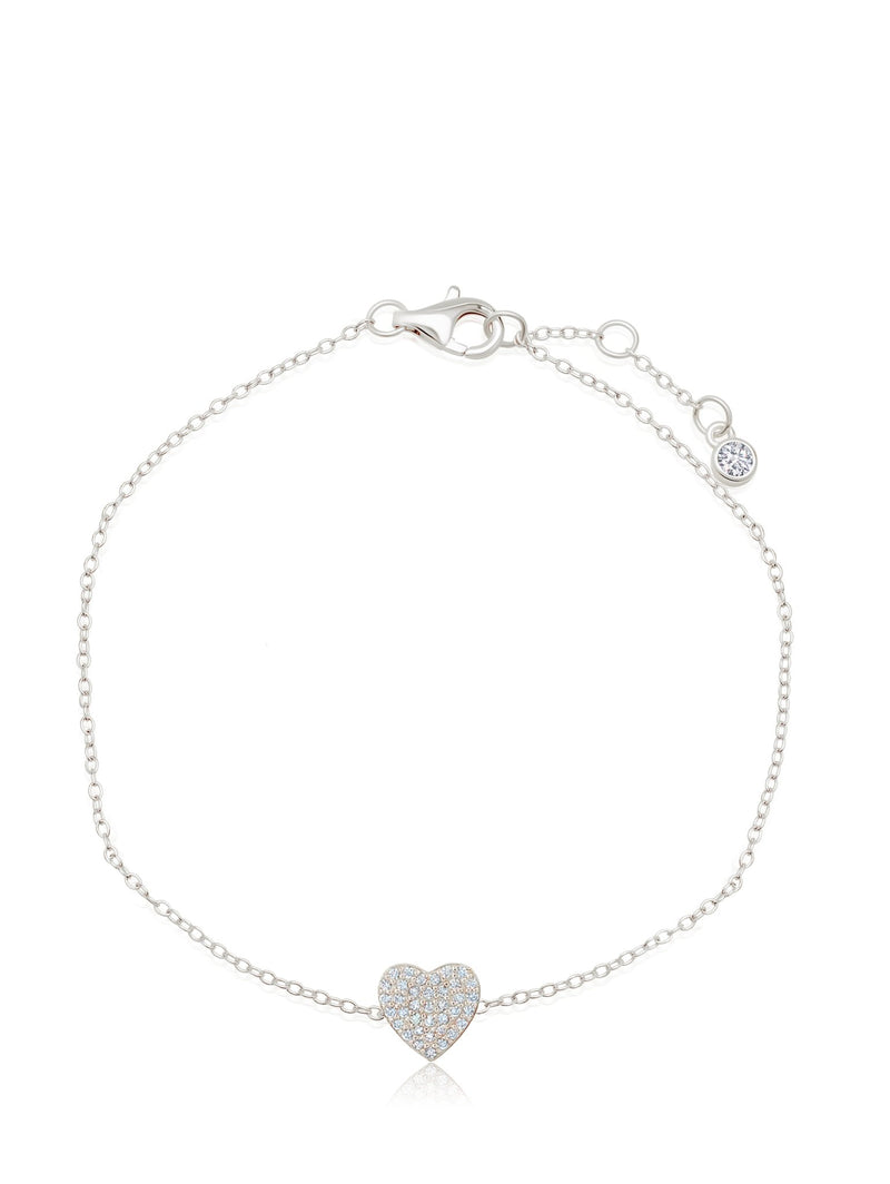 Pave Heart Bracelet Finished in Pure Platinum - CRISLU