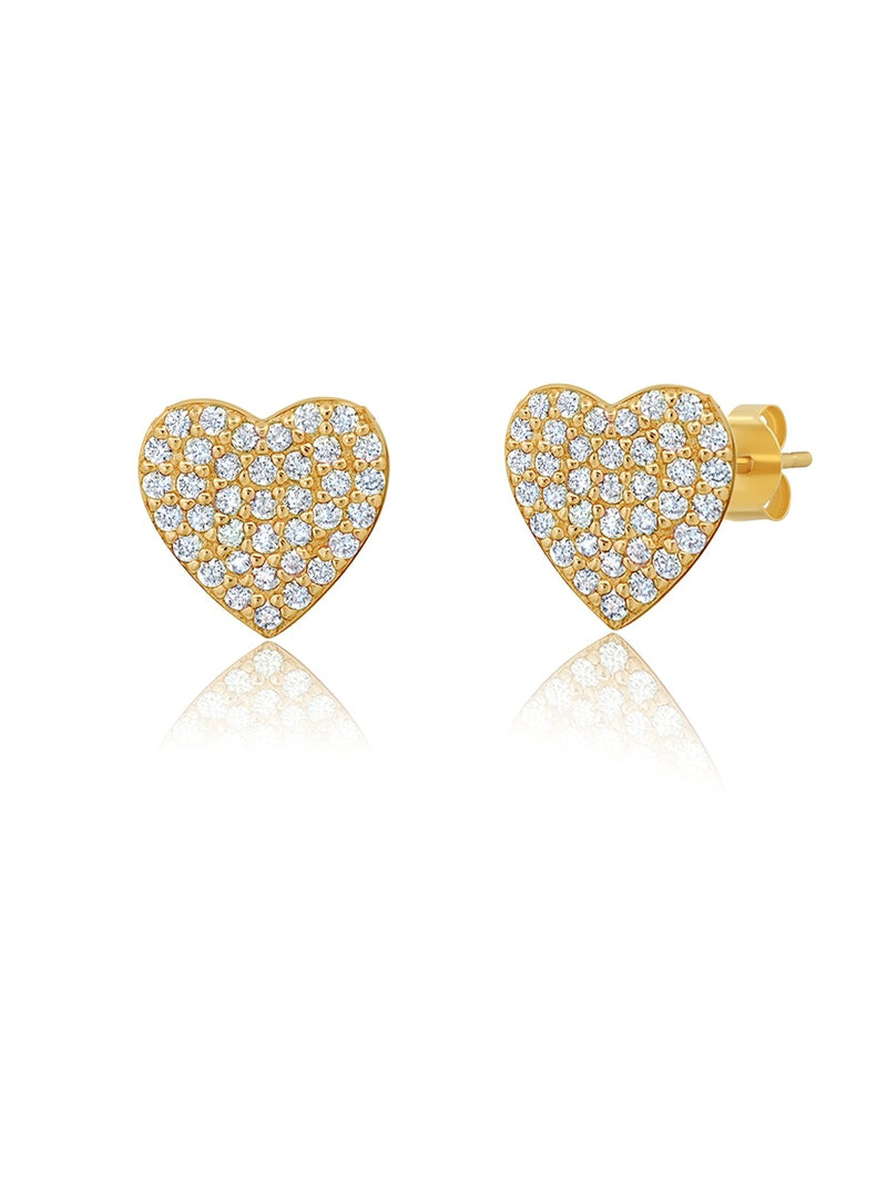 Pave Heart Earrings Finished in 18kt Yellow Gold - CRISLU
