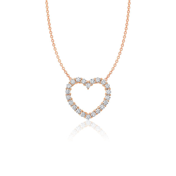 Pave Heart Necklace Finished in 18kt Rose Gold - CRISLU