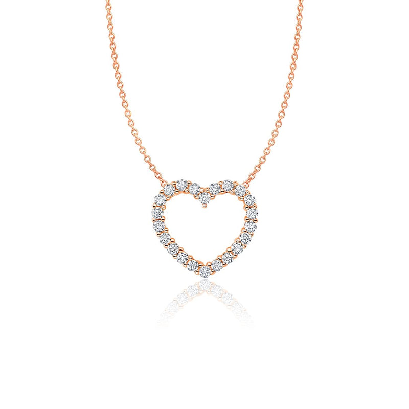 Pave Heart Necklace Finished in 18kt Rose Gold - CRISLU