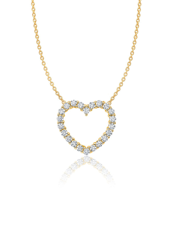 Pave Heart Necklace Finished in 18kt Yellow Gold - CRISLU