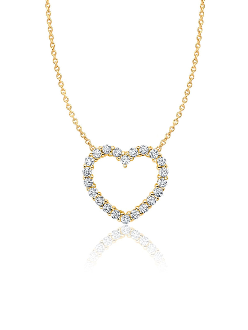 Pave Heart Necklace Finished in 18kt Yellow Gold - CRISLU