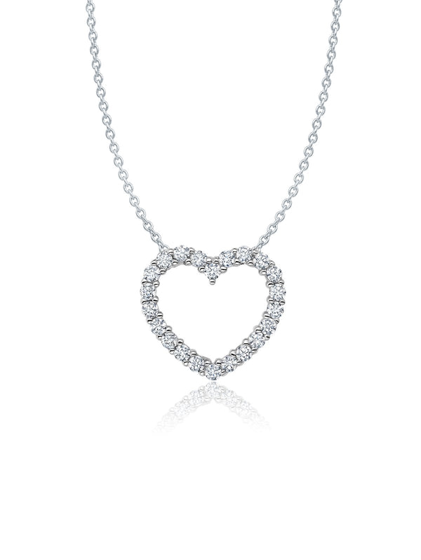 Pave Heart Necklace Finished in Pure Platinum - CRISLU