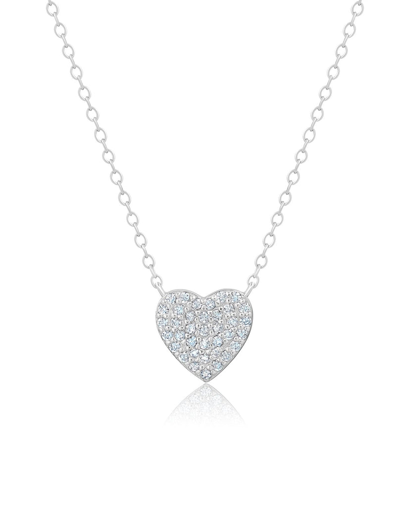 Pave Heart Necklace Finished in Pure Platinum - CRISLU
