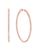 Pave Hoop Earrings Small Finished in 18kt Rose Gold - CRISLU