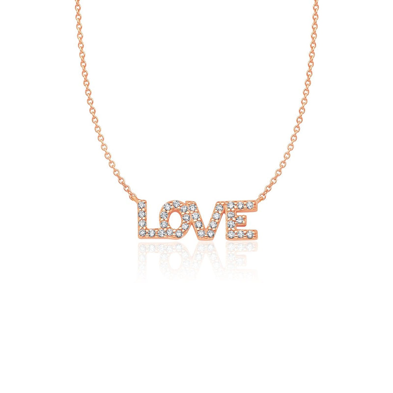 Pave Love Necklace Finished in 18kt Rose Gold - CRISLU