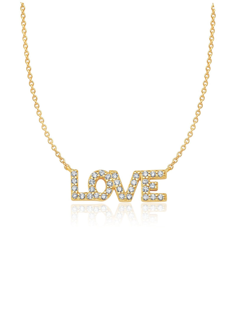 Pave Love Necklace Finished in 18kt Yellow Gold - CRISLU
