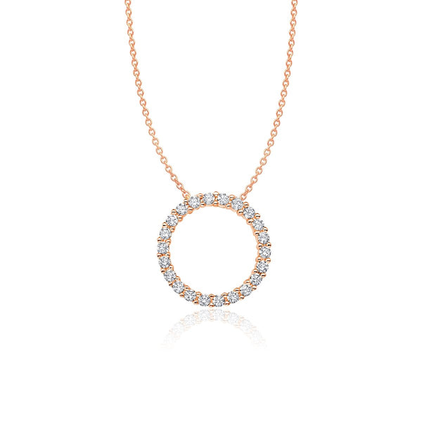 Pave Open Circle Necklace Finished in 18kt Rose Gold - CRISLU