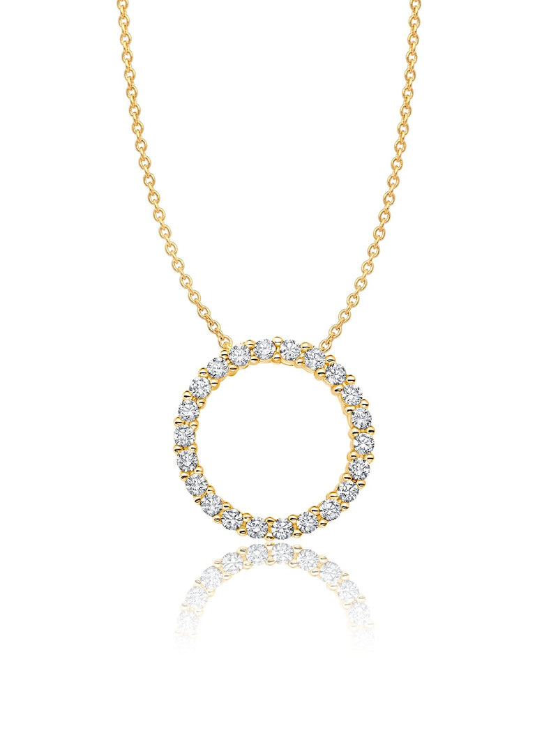 Pave Open Circle Necklace Finished in 18kt Yellow Gold - CRISLU