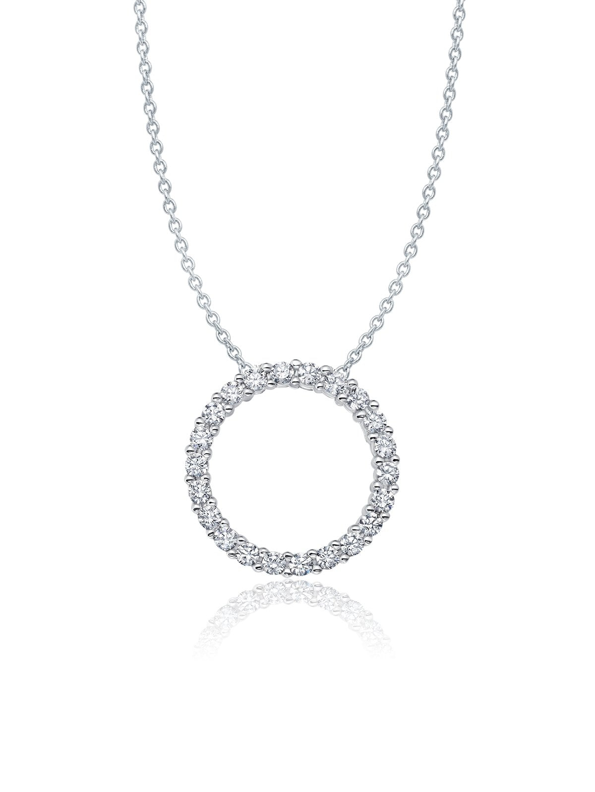 Pave Open Circle Necklace Finished in Pure Platinum - CRISLU