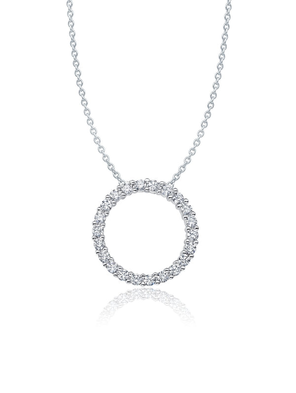Pave Open Circle Necklace Finished in Pure Platinum - CRISLU