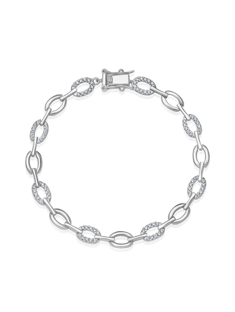 Pave Oval Linked Bracelet - CRISLU