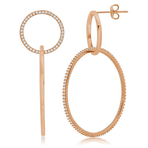 Pave set Intertwined Hoop Earrings Earring In 18kt Rose Gold - CRISLU