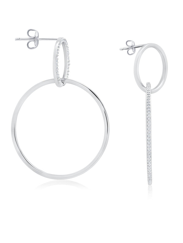 Pave set Intertwined Hoop Earrings In Pure Platinum - CRISLU
