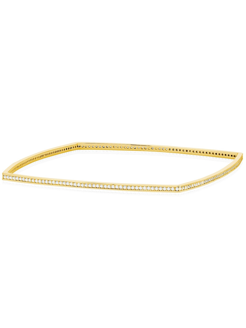 Pave Square Bangle In 18kt Yellow Gold - CRISLU