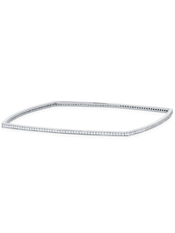 Pave Square Bangle In Pure Platinum - CRISLU