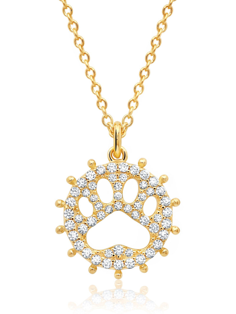Paw Print Cubic Zirconia Necklace - CRISLU