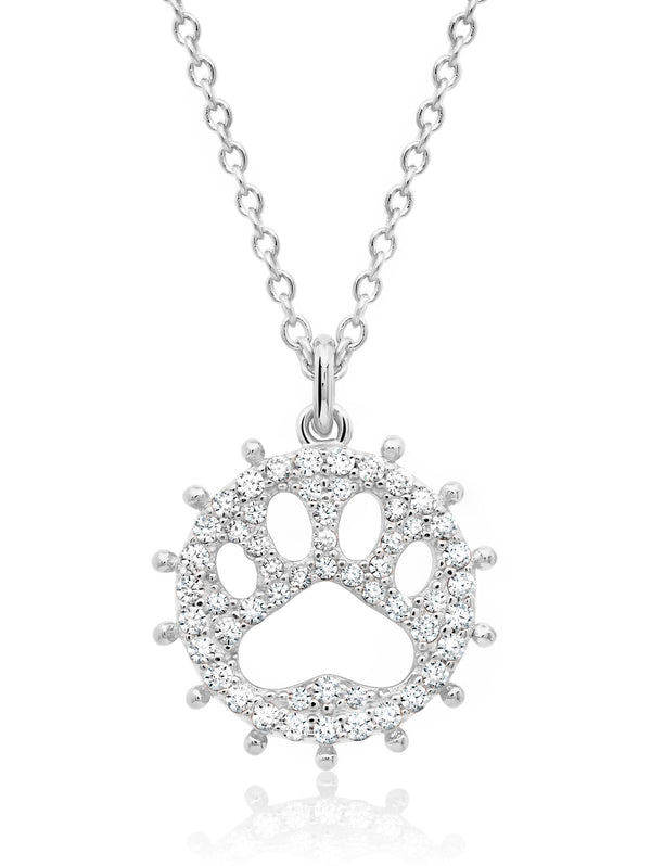 Paw Print Cubic Zirconia Necklace - CRISLU