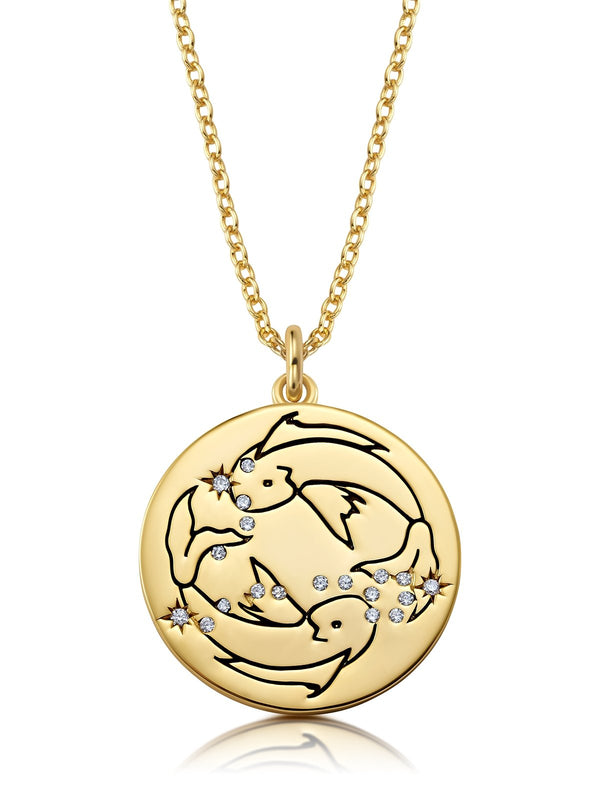 Pisces - Zodiac Necklace Finished in 18kt Yellow Gold - CRISLU