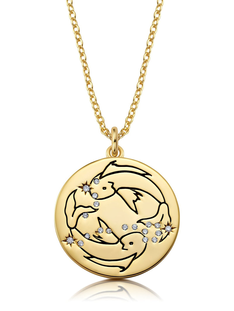 Pisces - Zodiac Necklace Finished in 18kt Yellow Gold - CRISLU